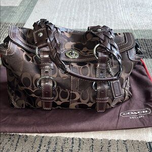 Coach Dark Brown Signature Satchel